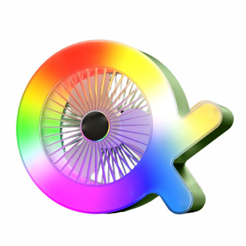 Lightweight ABS Desk Fan With Entertaining Light-Light Green