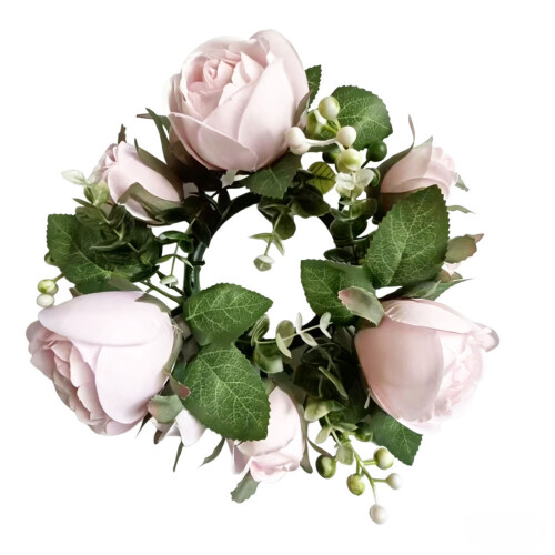 Artificial Flower Wreath Valentine's Day Candle-Light Pink
