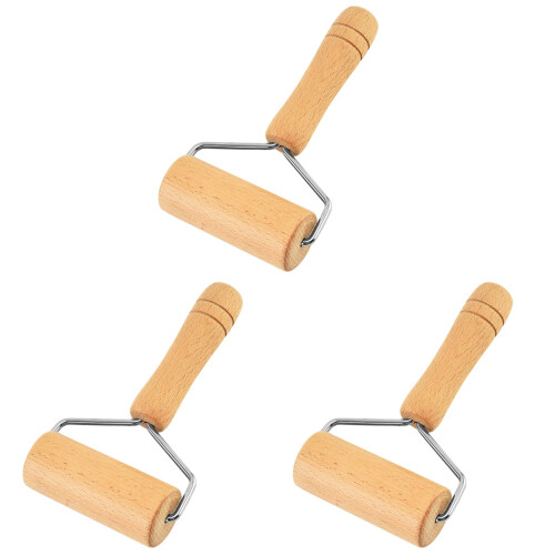 3St Lichtbruine Rollers Met Handvat Non-Stick Deegroller Pin