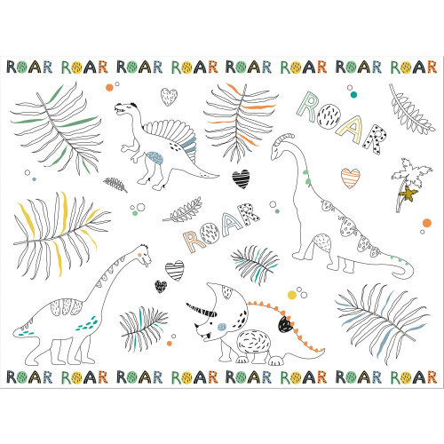 Dino Roars Colour It Yourself Activity Placemat -  (6 pieces) 1