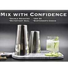 Premium Cocktail Shaker Set-Piece Pro Boston Shaker Set. Unweighted Martini Drink Shaker Made From Stainless Steel 304