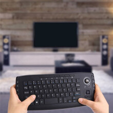 2.4G Wireless Ergonomic Keyboard Gaming Keyboard with 15 Multimedia Keys and Trackball