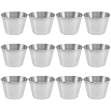 Paquete de 12 Tazas de Salsa de Condimento de Acero Inoxidable, Tazas de Salsa de InmersióN de Comercial, Tazas de Condimento Ramekin Tazas de