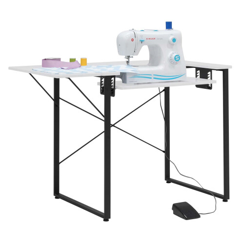 Dart Sewing Machine Table With Folding Top In Charcoal Black / White 1