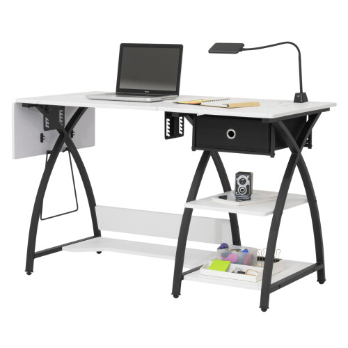 Sewing Online Large Sewing Table, with Gridded White Top and Black Legs 2