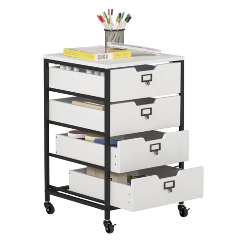 4 Drawer Mobile Storage Organizer In Charcoal / White 1