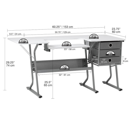 Eclipse Ultra Sewing Machine/ Hobby Table in Grey / White - Sewing Online 13376 1