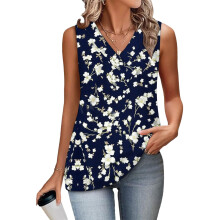 Mouwloze damestopjes, losse pasvorm, V-hals, zomer,-Zwart XL