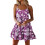 Women Spaghetti Strap Ruffle Tiered Short Flowy-Lavender L 1