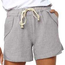 Womens  Drawstring Casual Elastic Waist Pocketed Loose-Gray L