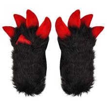 Wolf Paws Gloves Cats Paws Gloves with Claw Animal-black red