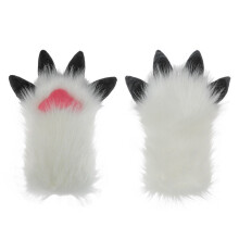 Gant à griffes de chats en peluche, combinaison de-Blanc et noir