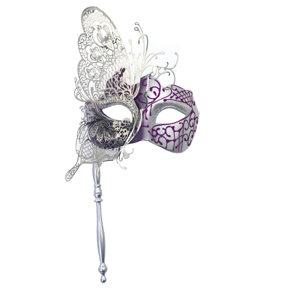 Handheld Butterfly Mask With Breathable Design And- Silver P 7696001937839