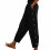 Classical Women's Pants Loose Fit Design Side Button-Black M 1
