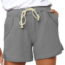 Womens Drawstring Casual Elastic Waist Pocketed-Dark Grey S