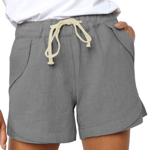 Womens  Drawstring Casual Elastic Waist Pocketed-Dark Grey S