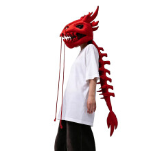 Halloween-Cosplay-Dinosaurier-Maske mit weicher-Rot 80CM