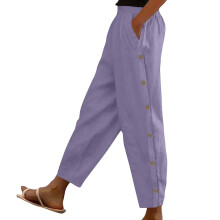 Comfortable High Waist Loose Fit Trousers In Multiple-p M