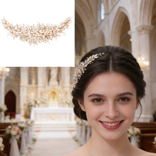 Delicate Waved Pattern Rhinestones Hair Accessory For Bridal 1
