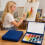 Aquarell-Farbpalette mit 24 Fächern, tragbarer-Blau 2 6