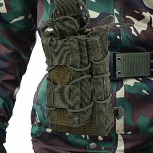 Tactical Molle, Χακί θήκη από νάιλον για τουφέκια και πιστόλια, Ελαστική ταινία για 2