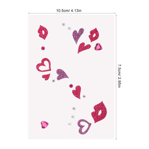 2Stk Valentinstag Gesichtssticker PVC Glitzer Party 1