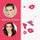 2Stk Valentinstag Gesichtssticker PVC Glitzer Party 4