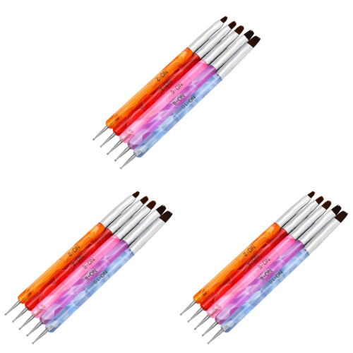 15Pcs Nail Art Pens Dual-Ended Manicure Brushes Assorted 1