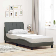 vidaXL sengestel uden madras, mørkegrå, 80x200 cm, betrukket med stof