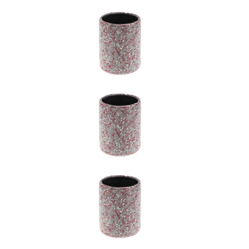 3Pcs Sparkling Multi PU Makeup Brush Holder Pen Pencil Organizer Cup 2
