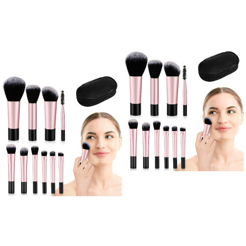 20Pcs Small Makeup Brush Set Travel Essentials Black Makeup Brush Kit 2