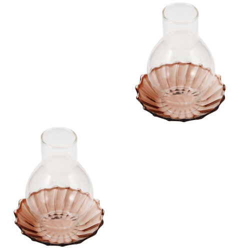 2Pcs Coffee Colored Glass Candle Covers Windproof Decorative Holders 1