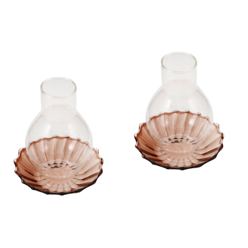 2Pcs Coffee Colored Glass Candle Covers Windproof Decorative Holders 2