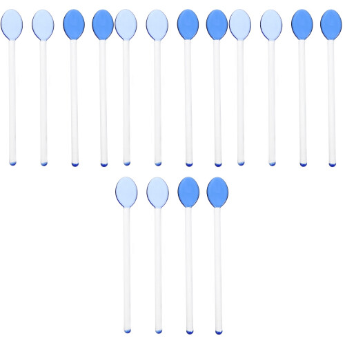 16Pcs Blue Glass Coffee and Dessert Scoops Comfortable Long Handle 1