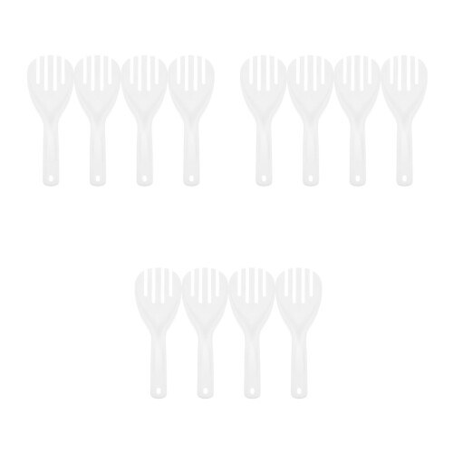 12Pcs Heat Resistant White Plastic Rice Paddle Spoon for Serving Rice 2