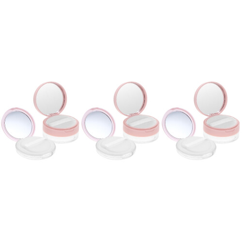 6Pcs Compact Pink Plastic Loose Powder Storage Case with Elastic Puff 2