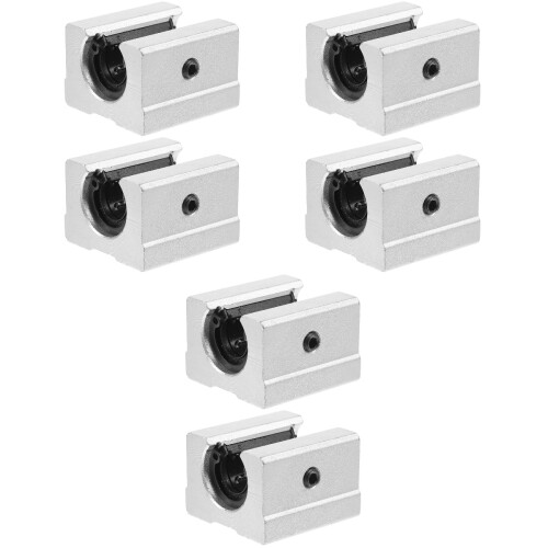 6Pcs Aluminum Linear Guide Rail Bearing Blocks Silver Slide Blocks 1