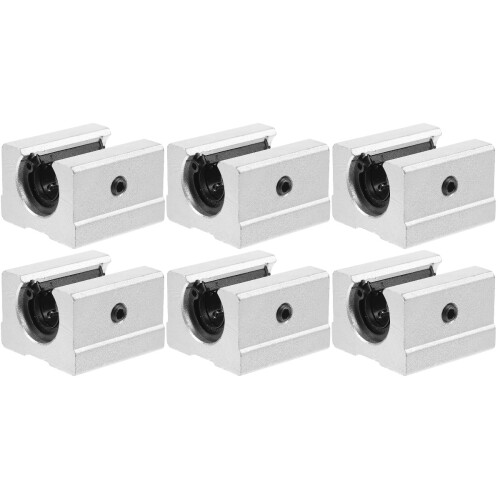 6Pcs Aluminum Linear Guide Rail Bearing Blocks Silver Slide Blocks 2