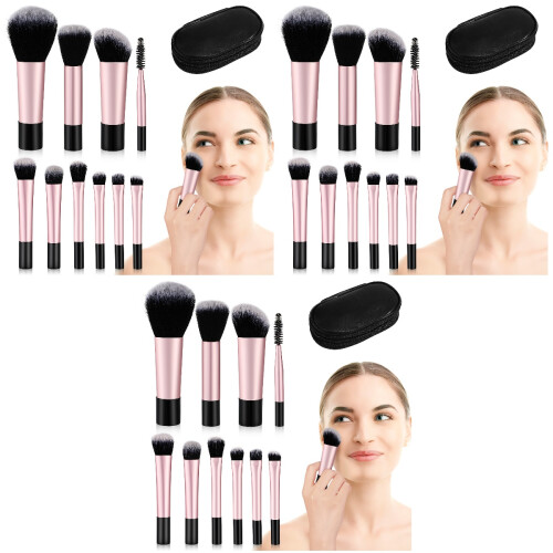 30Pcs Black Mini Makeup Brush Set Travel Friendly with Case 1