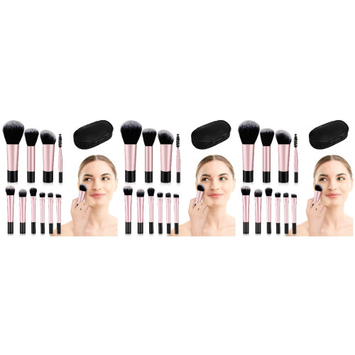 30Pcs Black Mini Makeup Brush Set Travel Friendly with Case 2