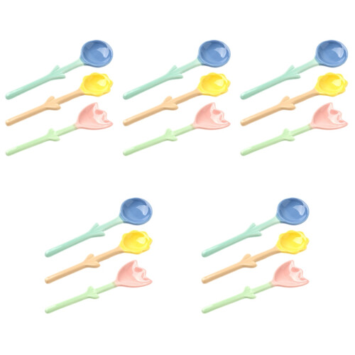 5 Pieces Kitchen Spoon Decorative Spoons Small Ceramic Soup Serving 1