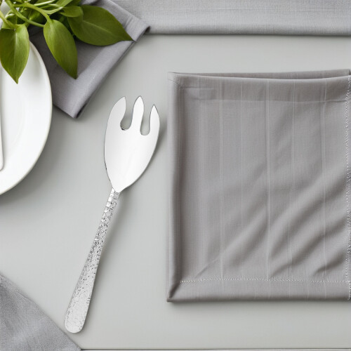 4Pcs Stainless Steel Kitchen Salad Serving Spoon and Fork Set Silver 2