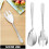 4Pcs Stainless Steel Kitchen Salad Serving Spoon and Fork Set Silver 4