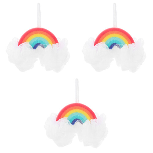3Pcs Household Baby Scrubber Assorted Color Rainbow Bath Accessory 1