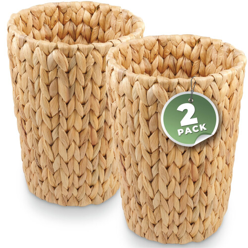 Elegant Water Hyacinth Garbage Bin Multipurpose Woven Wicker 1