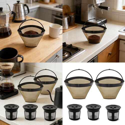 Pack Of 5 Nonrust Steel Coffee Filter Funnel Set Durable And 1