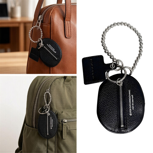 Stylish Mini Leather Keychain Pouch With Metal Hook For Keys 1