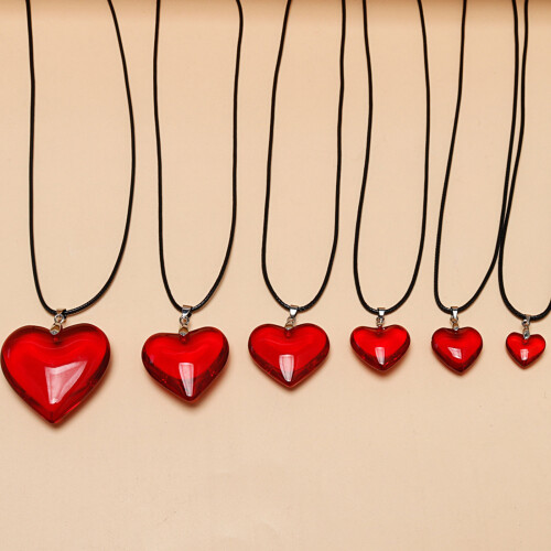 Lovely Romantics Red Heart Necklace Adjustable Neckchain-25mm 1