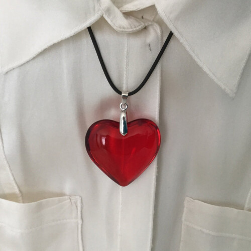 Lovely Romantics Red Heart Necklace Adjustable Neckchain-25mm 2