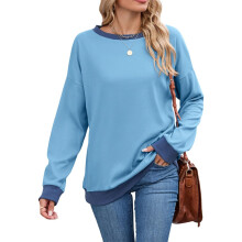 Übergroßes Damen-Sweatshirt mit Rundhalsausschnitt,-Blau S